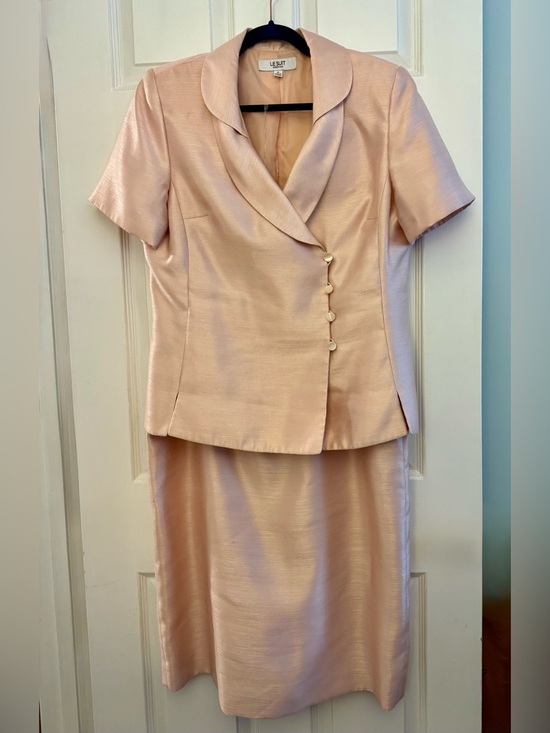 Le Suit Dresses & Skirts - Le Suit Blush Pink Satin Two-Piece Skirt Suit Sz. 14 Career Mother-of-the-Bride